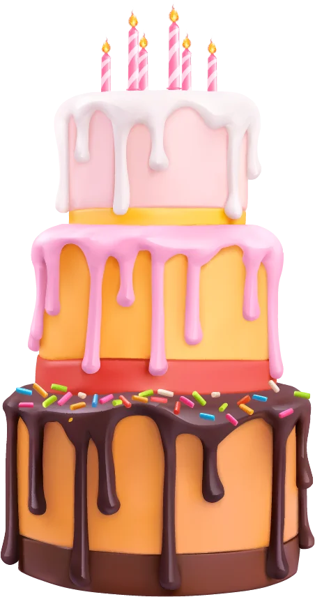 Pink and orange layered drip cake with colorful sprinkles, perfect for birthdays and celebrations, showcasing over the top cake decorating supplies.
