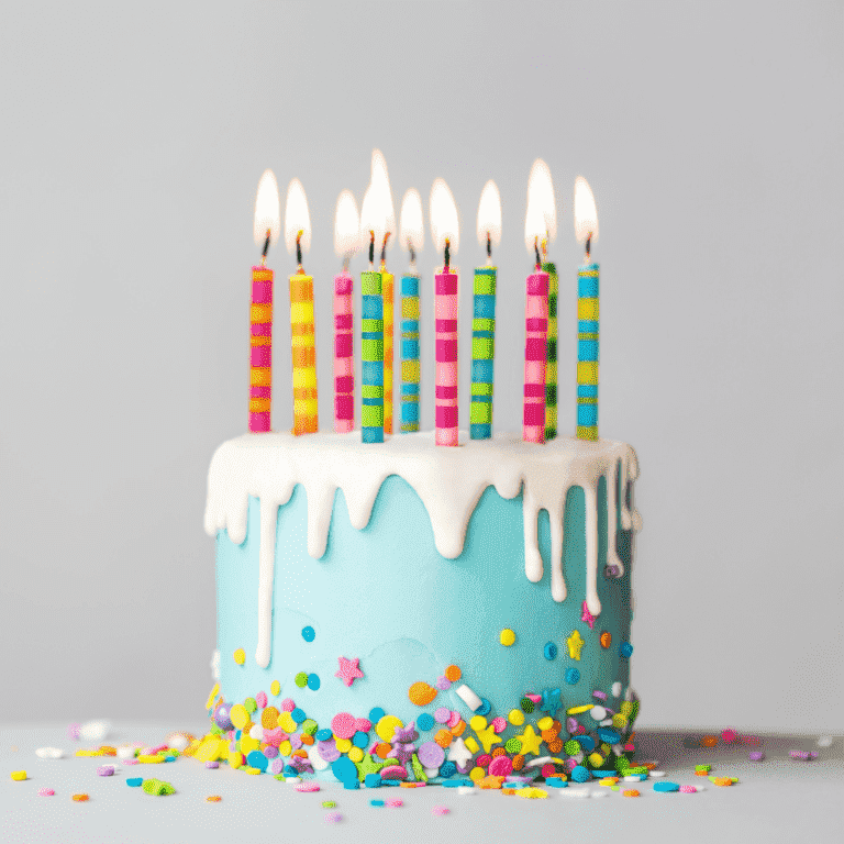 Birthday cake with candles and sprinkles - The picture is for inspiration only. Actual results depend upon individual skill and personal preference.