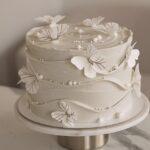 Elegant White on White Butterfly Cake