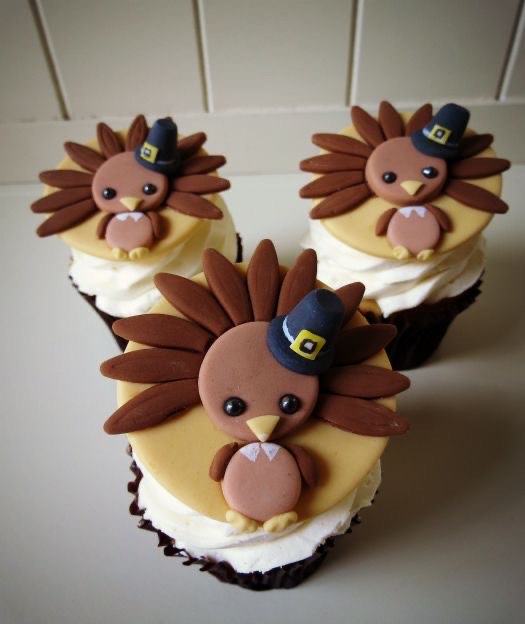 Baby Turkey Cupcakes (Fondant Toppers)