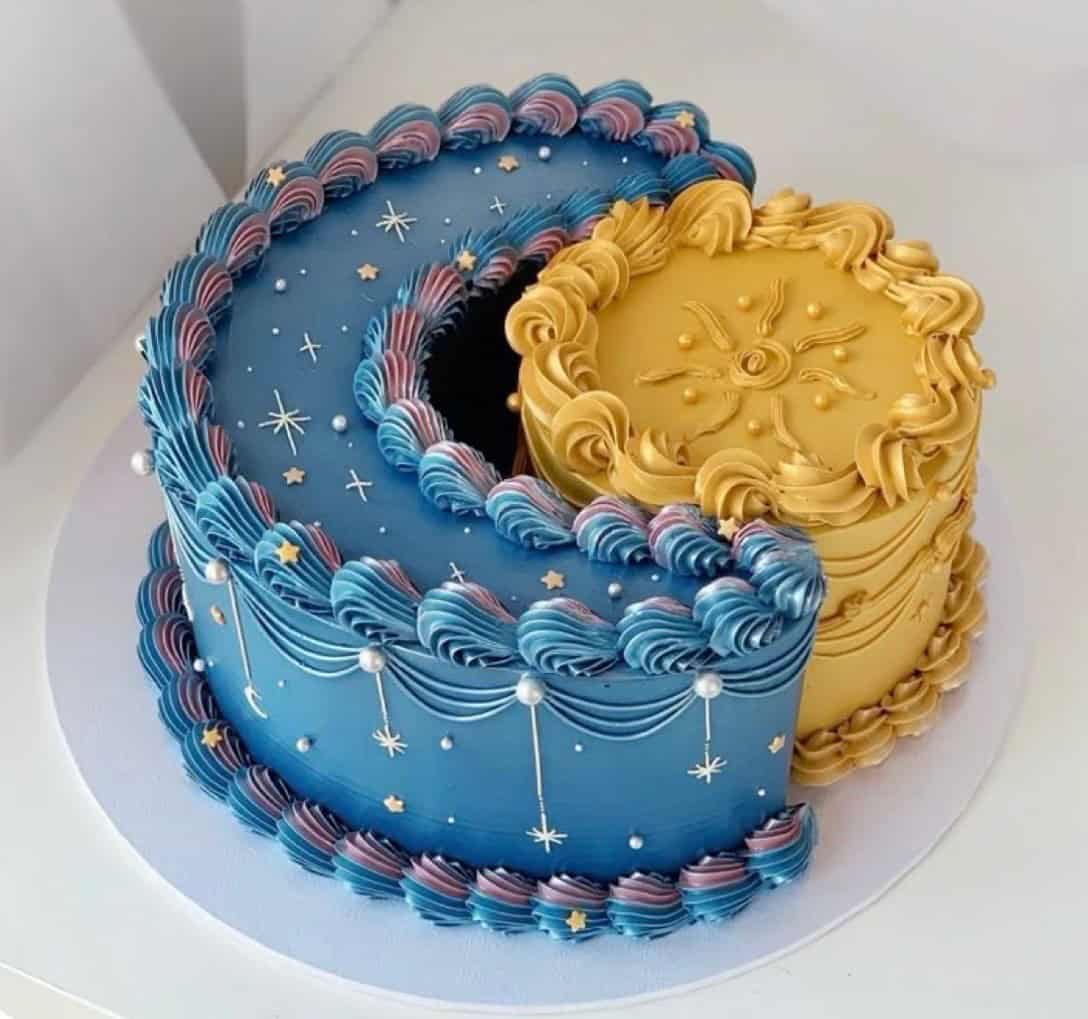 celestial sun and moon cake