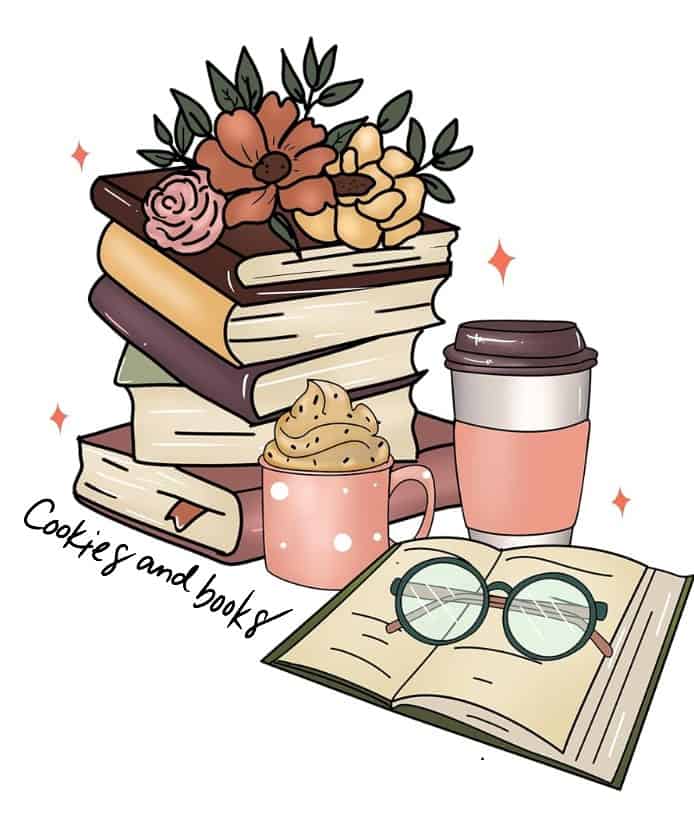 book lovers cookies Stack of books with coffee and glasses