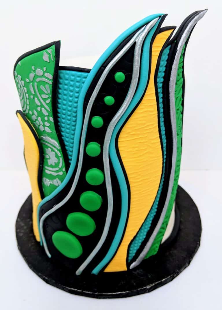 textured fondant cake Colorful abstract fondant cake design
