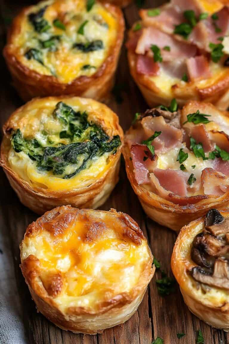 img 5036 Assorted mini quiches with spinach and ham toppings