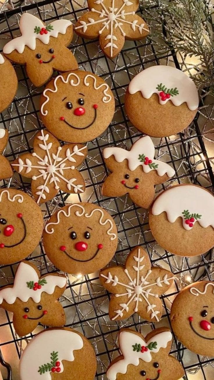 gingerbread cookies Festive holiday cookies with Christmas-themed icing and decorations, perfect for seasonal baked goods and catering from Over the Top Cake Supplies.