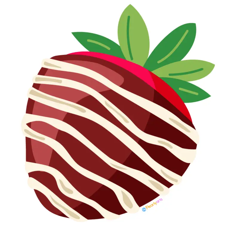 chocolate covered strawberry clipart wm Fresh strawberry with white chocolate drizzle, ideal for cake decorating and dessert toppings.