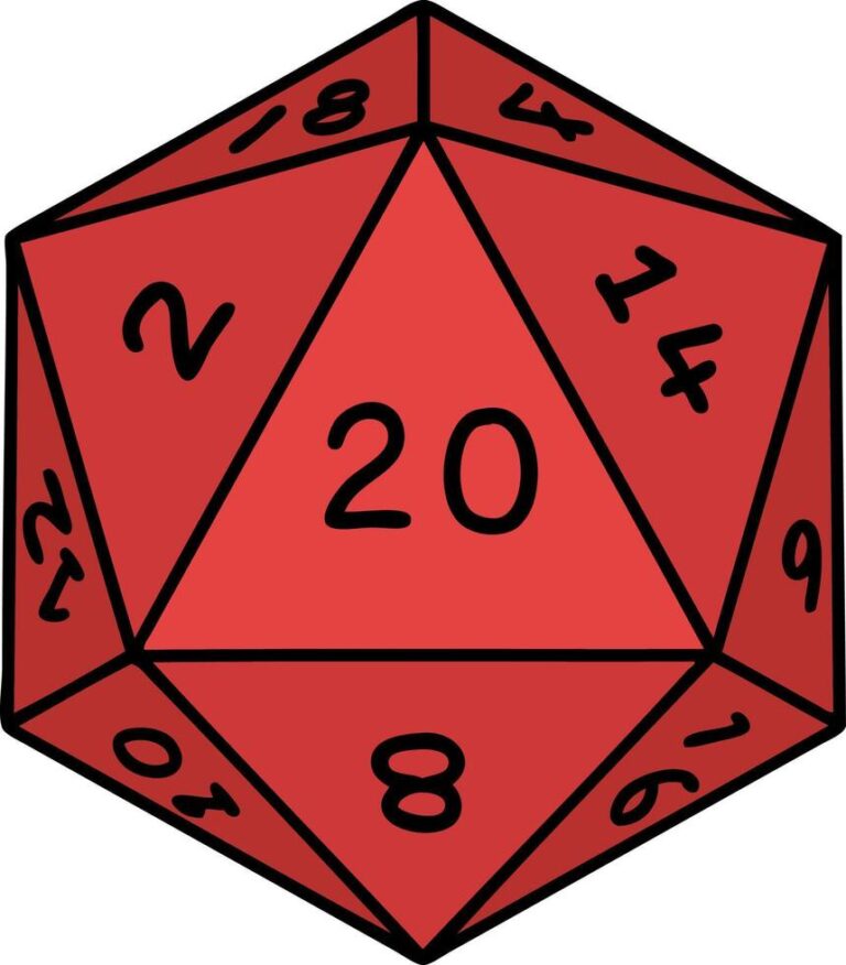 traditional tattoo of a d20 dice free vector D20 tabletop gaming dice, red with black numbers, used in role-playing games, over the top cake supplies, baking decoration, party accessories, gaming themed cake toppers, cake decorating supplies, event celebration accessories.