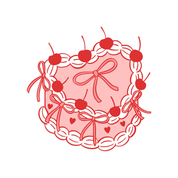 Cherry Heart Cake Topper. Deluxe cherry and bow cake topper for special occasions, perfect for decorating cakes with cherry themes and bows, ideal for birthdays, weddings, and celebrations.