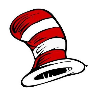 Vibrant red and white striped hat cake topper, perfect for Dr. Seuss-themed birthday cakes and celebrations. Adds a whimsical, colorful touch to your cake decorations.