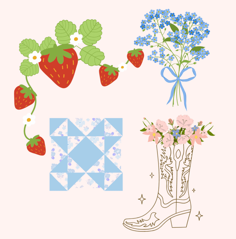 Strawberry Cookie Decor Decorative strawberry and floral cookies for Texas Strawberry Cookies theme, featuring fresh strawberries, blue flowers, and pink blossoms in a country-style boot.