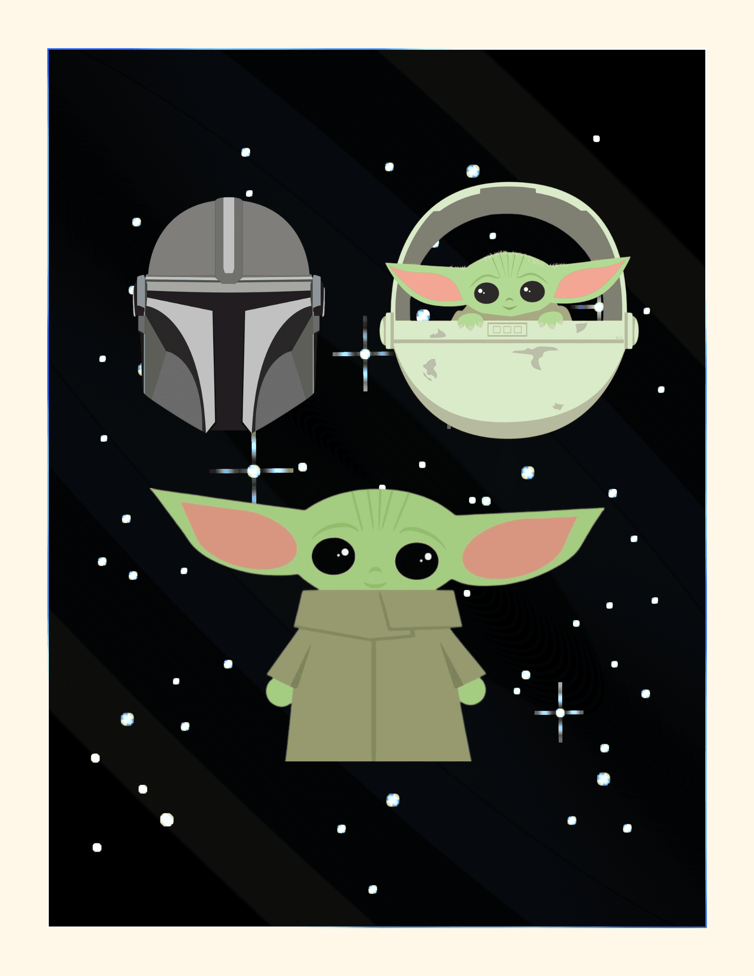 Mandalorian and Baby Yoda cookies inspired by Star Wars, perfect for themed cake decorating and cookie supplies. Ideal for Star Wars fans and cake decorators.