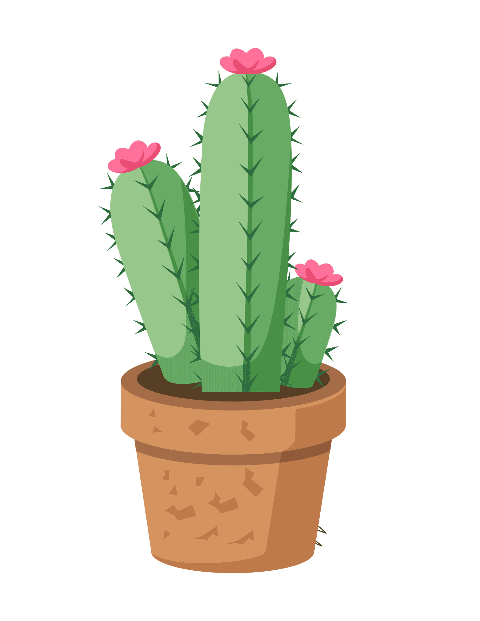 Illustration of a potted cactus with pink flowers, suitable for cake decoration themes.